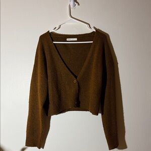 OAK + FORT - Brown Button Up Cropped Cardigan - Medium